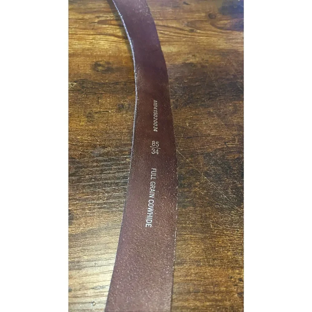 Fossil Men’s Brown Full Grain Cowhide Leather Belt Distressed Buckle Size 34